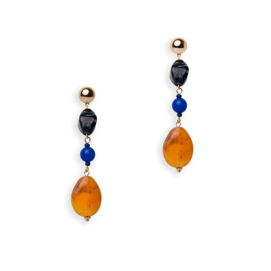 Orecchini pendenti in acrilico con pietre multiforme multicolore - Mya Accessories