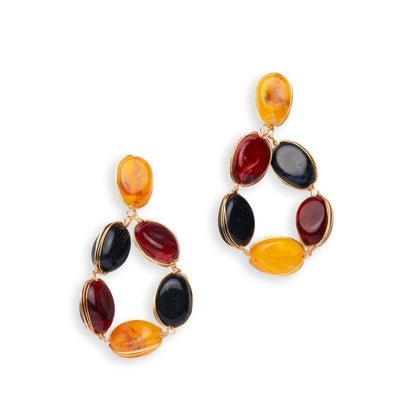 Orecchini stile goccia con pietre in acrilico tono bordeaux e giallo - Mya Accessories