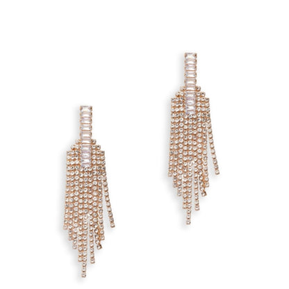 Orecchini in metallo con fili di strass crystal - Mya Accessories