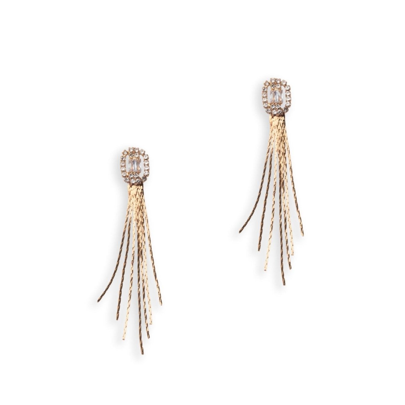Orecchini con pietra in vetro e fili di strass cristallo - Mya Accessories