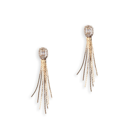 Orecchini con pietra in vetro e fili di strass cristallo - Mya Accessories