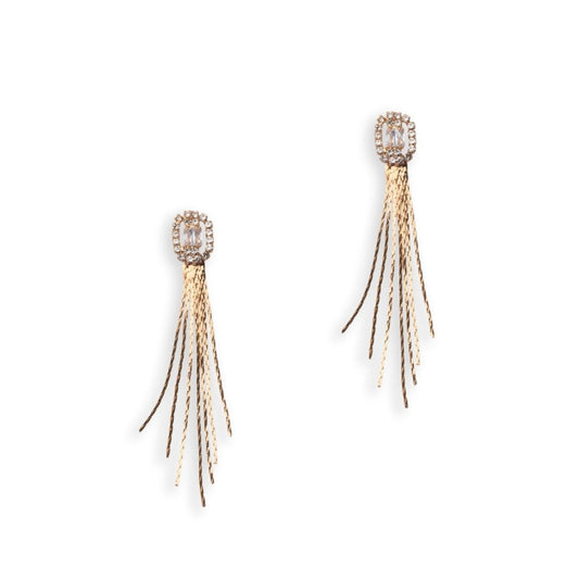 Orecchini con pietra in vetro e fili di strass cristallo - Mya Accessories