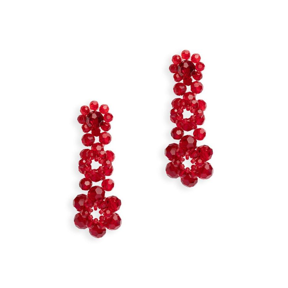 Orecchini a fiore con pietre in vetro rosse - Mya Accessories