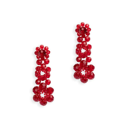 Orecchini a fiore con pietre in vetro rosse - Mya Accessories