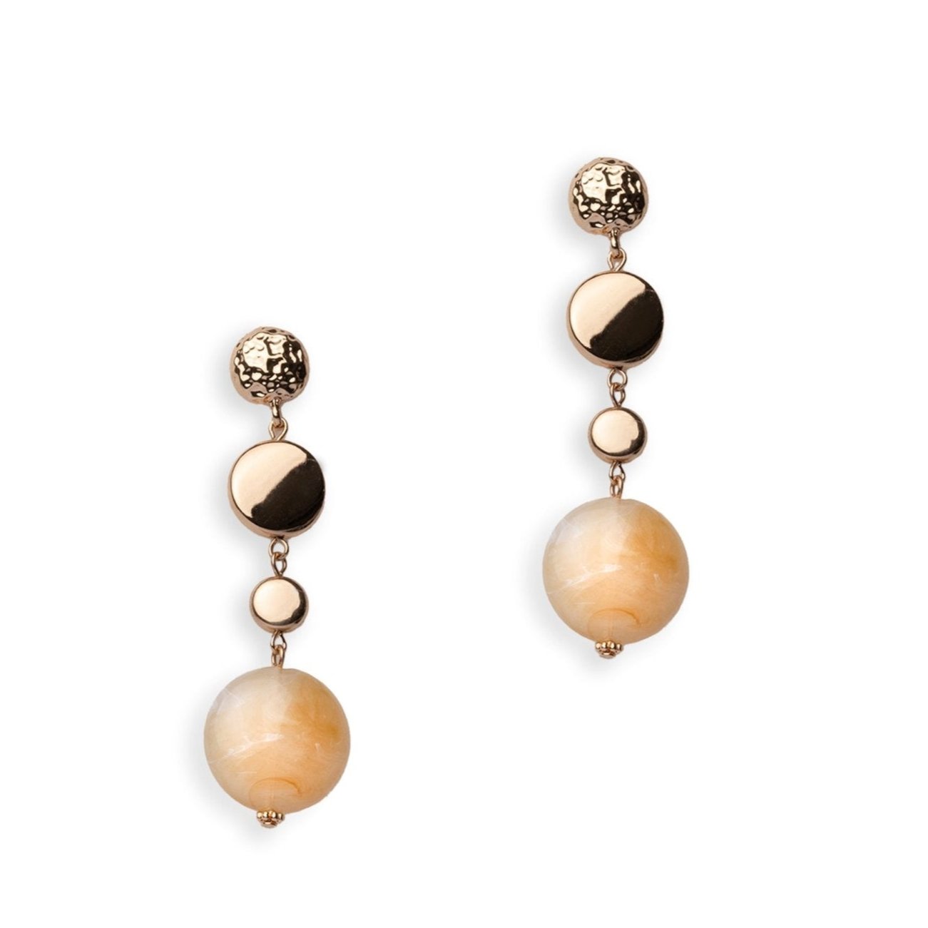 Orecchini pendenti con pietre circolari schiacciate in acrilico beige - Mya Accessories