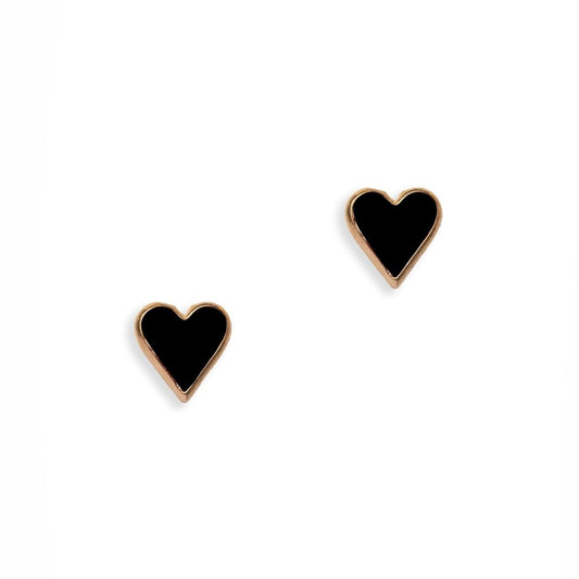 Orecchini in metallo con cuore nero smaltato - Mya Accessories