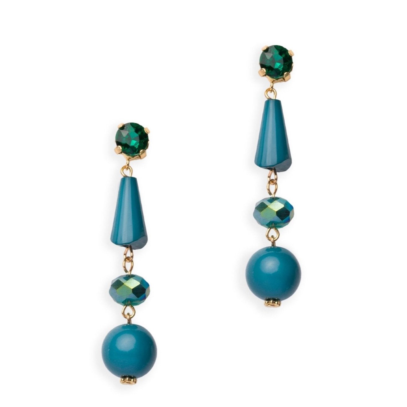 Orecchini pendenti in acrilico di colore verde petrolio - Mya Accessories