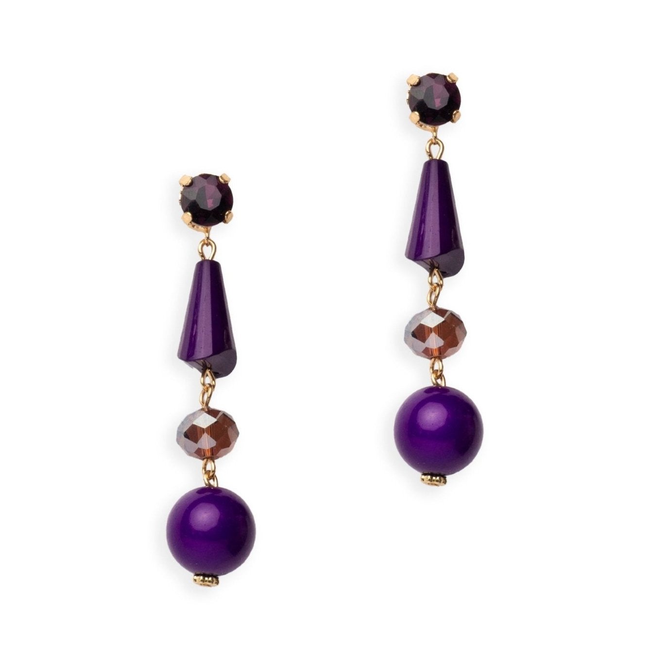 Orecchini pendenti in acrilico di colore viola - Mya Accessories