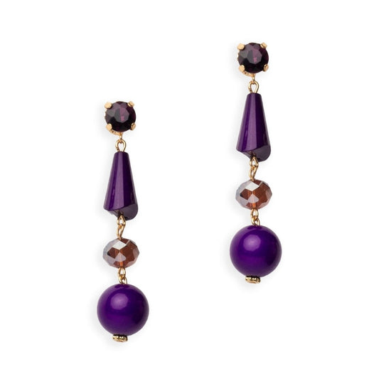 Orecchini pendenti in acrilico di colore viola - Mya Accessories