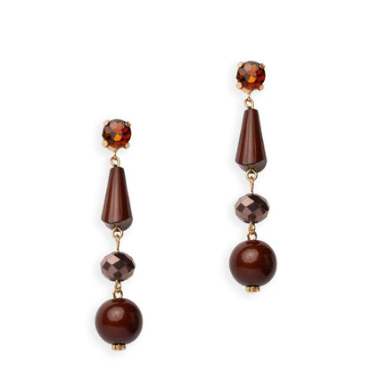 Orecchini pendenti in acrilico di colore marrone - Mya Accessories