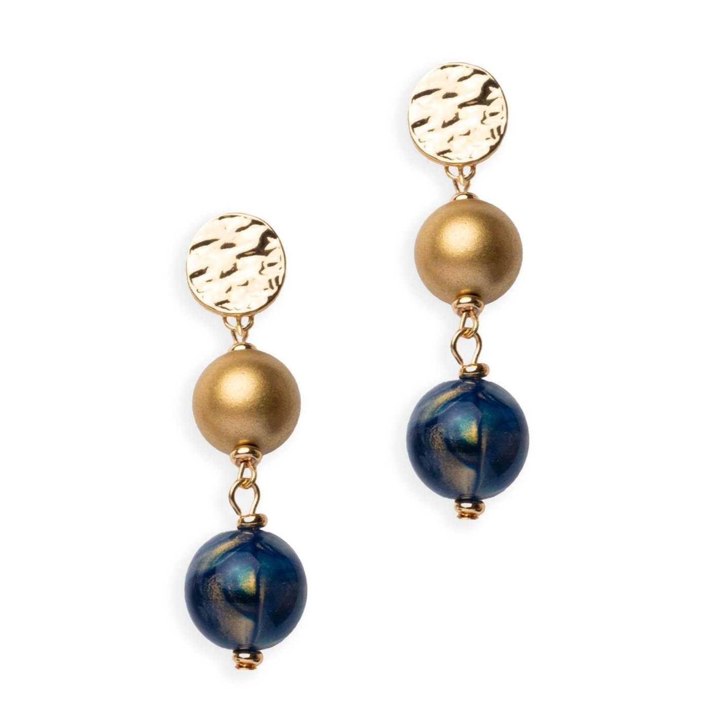 Orecchini pendenti con sfere in acrilico dalle nuances blu - Mya Accessories
