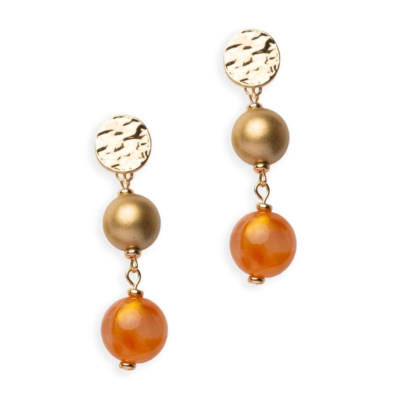 Orecchini pendenti con sfere in acrilico dalle nuances arancio - Mya Accessories