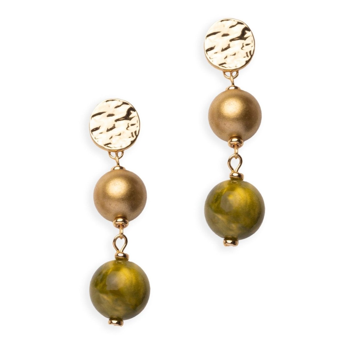 Orecchini pendenti con sfere in acrilico dalle nuances verde - Mya Accessories