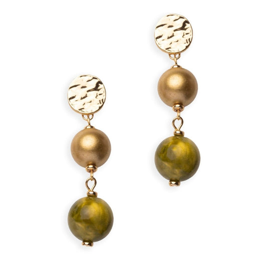 Orecchini pendenti con sfere in acrilico dalle nuances verde - Mya Accessories