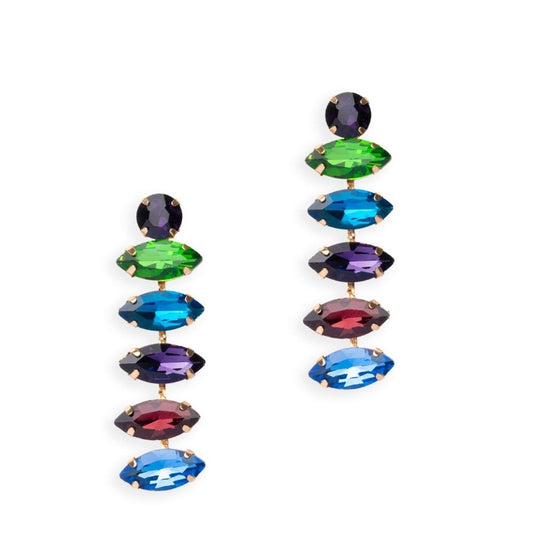 Orecchini pendenti con pietre a forma di foglia in vetro multicolore - Mya Accessories