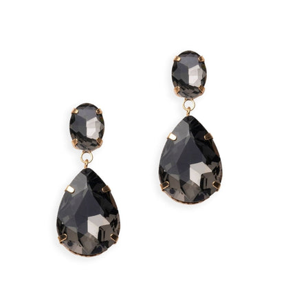 Orecchini pendenti con doppia pietra a goccia grigia - Mya Accessories