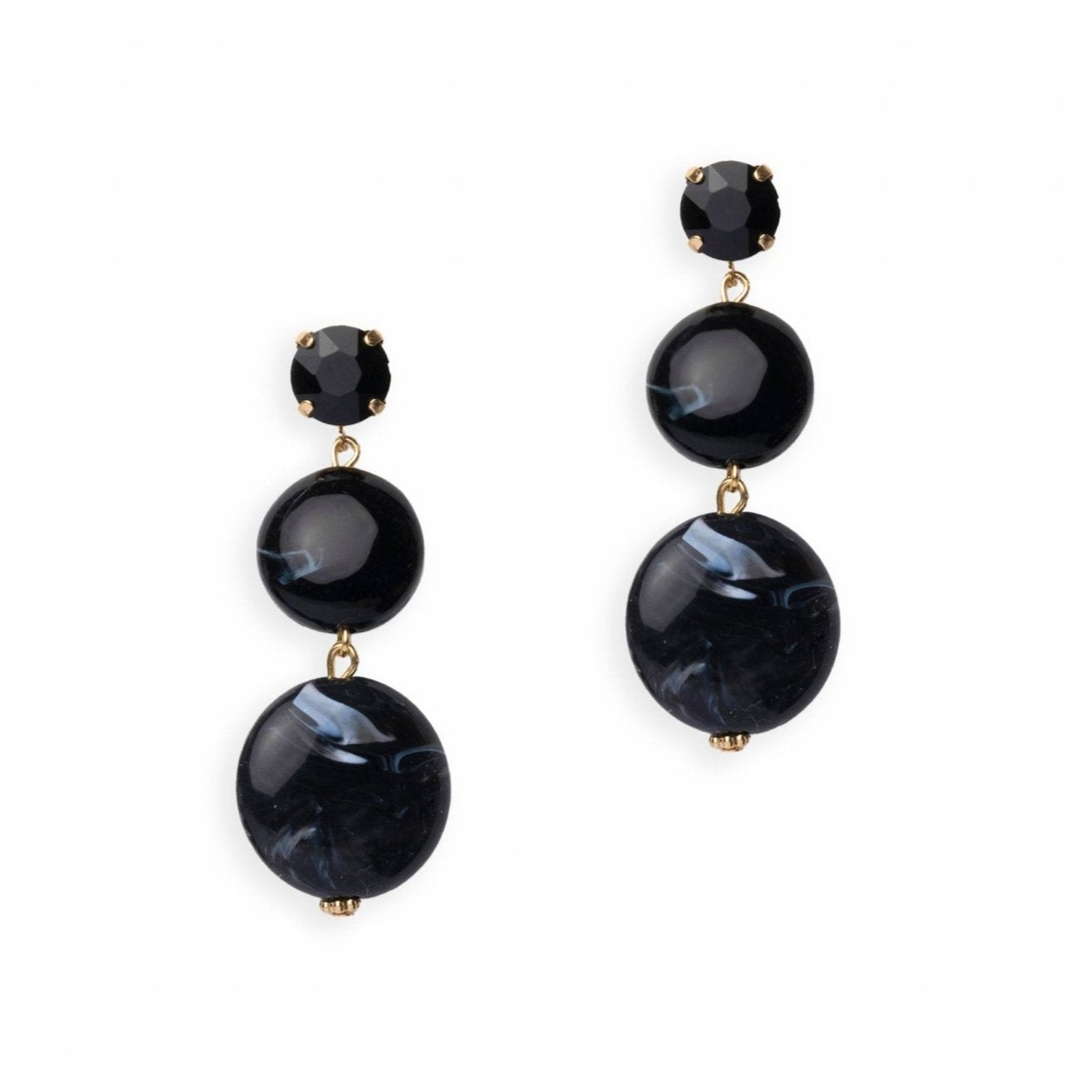 Orecchini pendenti con pietre in acrilico schiacciate nere - Mya Accessories
