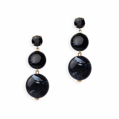 Orecchini pendenti con pietre in acrilico schiacciate nere - Mya Accessories