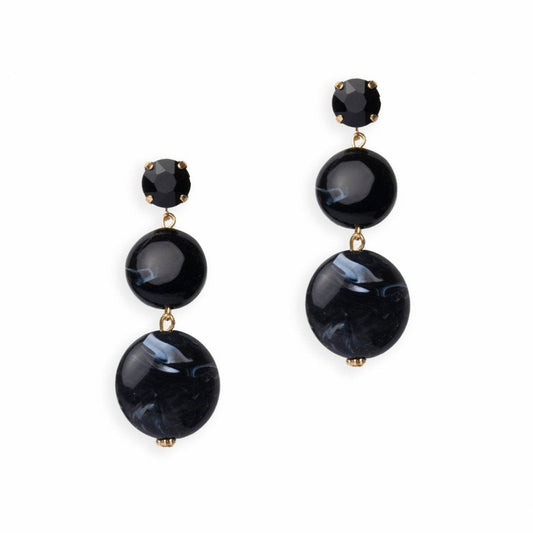 Orecchini pendenti con pietre in acrilico schiacciate nere - Mya Accessories