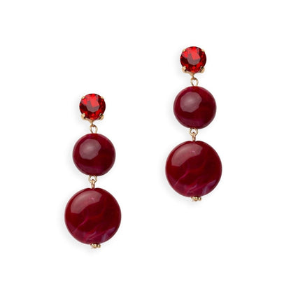 Orecchini pendenti con pietre in acrilico schiacciate rosse - Mya Accessories