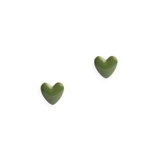 Orecchini in metallo a forma di cuore smaltato verde - Mya Accessories
