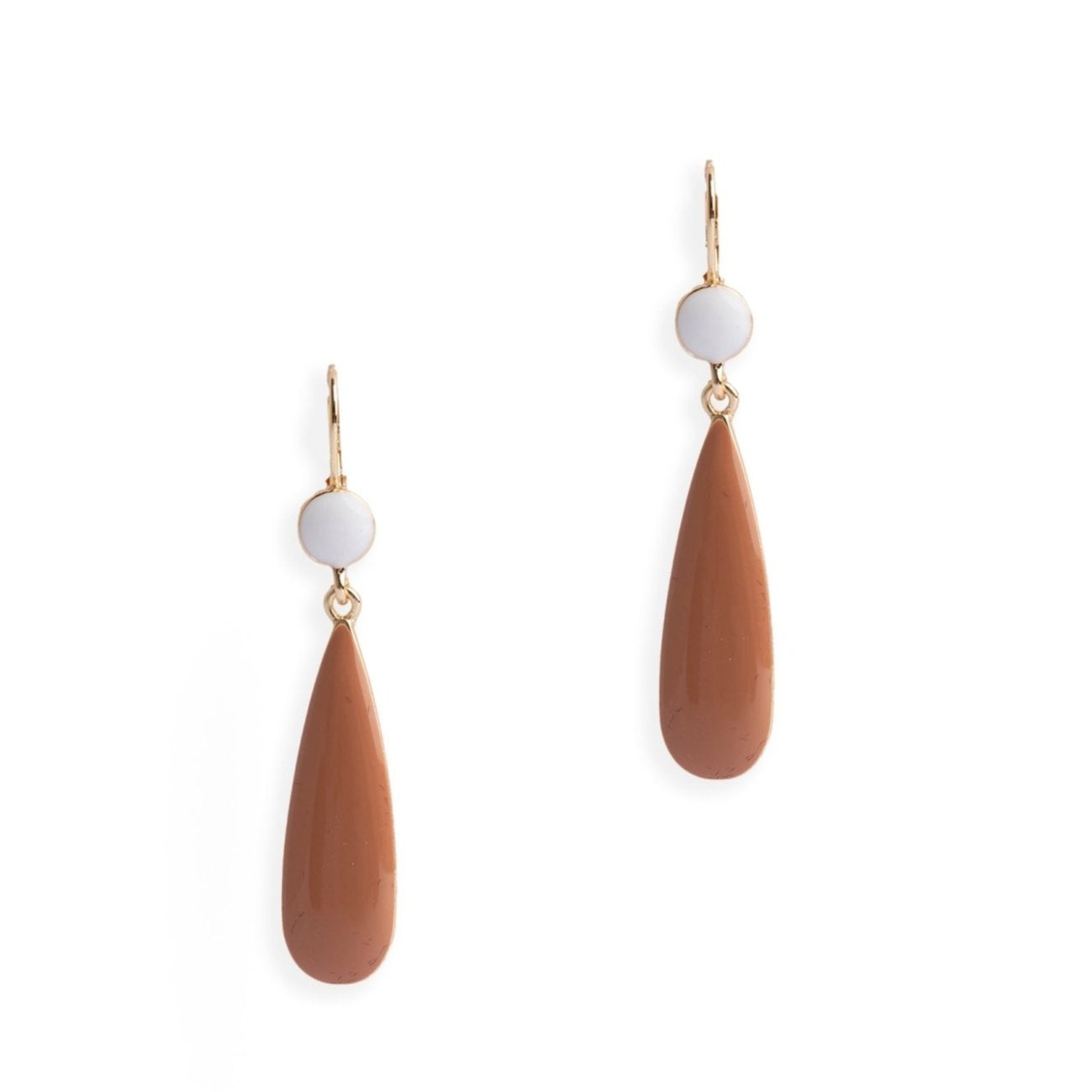 Orecchini pendenti a forma di goccia smaltati bianchi e beige - Mya Accessories