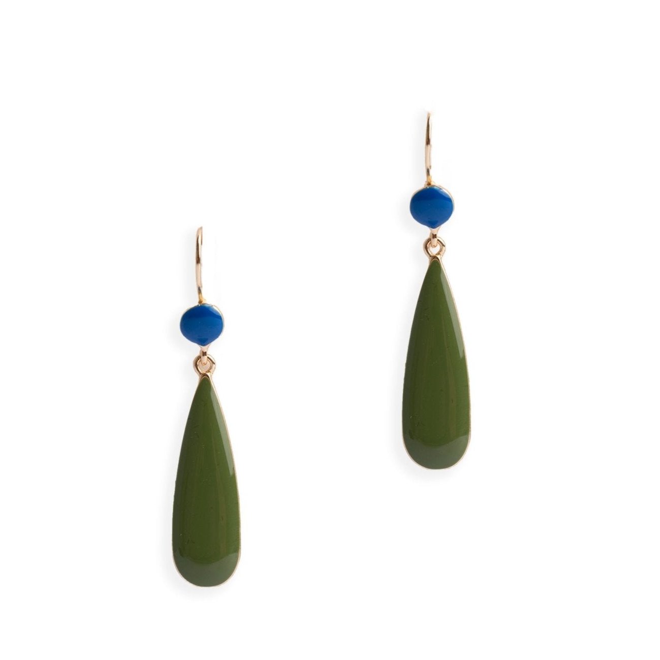 Orecchini pendenti a forma di goccia smaltati verdi e blu - Mya Accessories