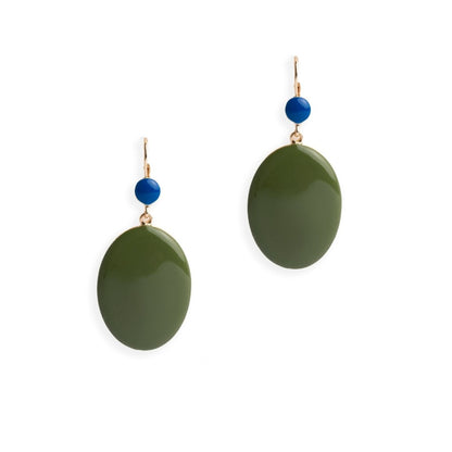 Orecchini pendenti ovali smaltati blu e verdi - Mya Accessories
