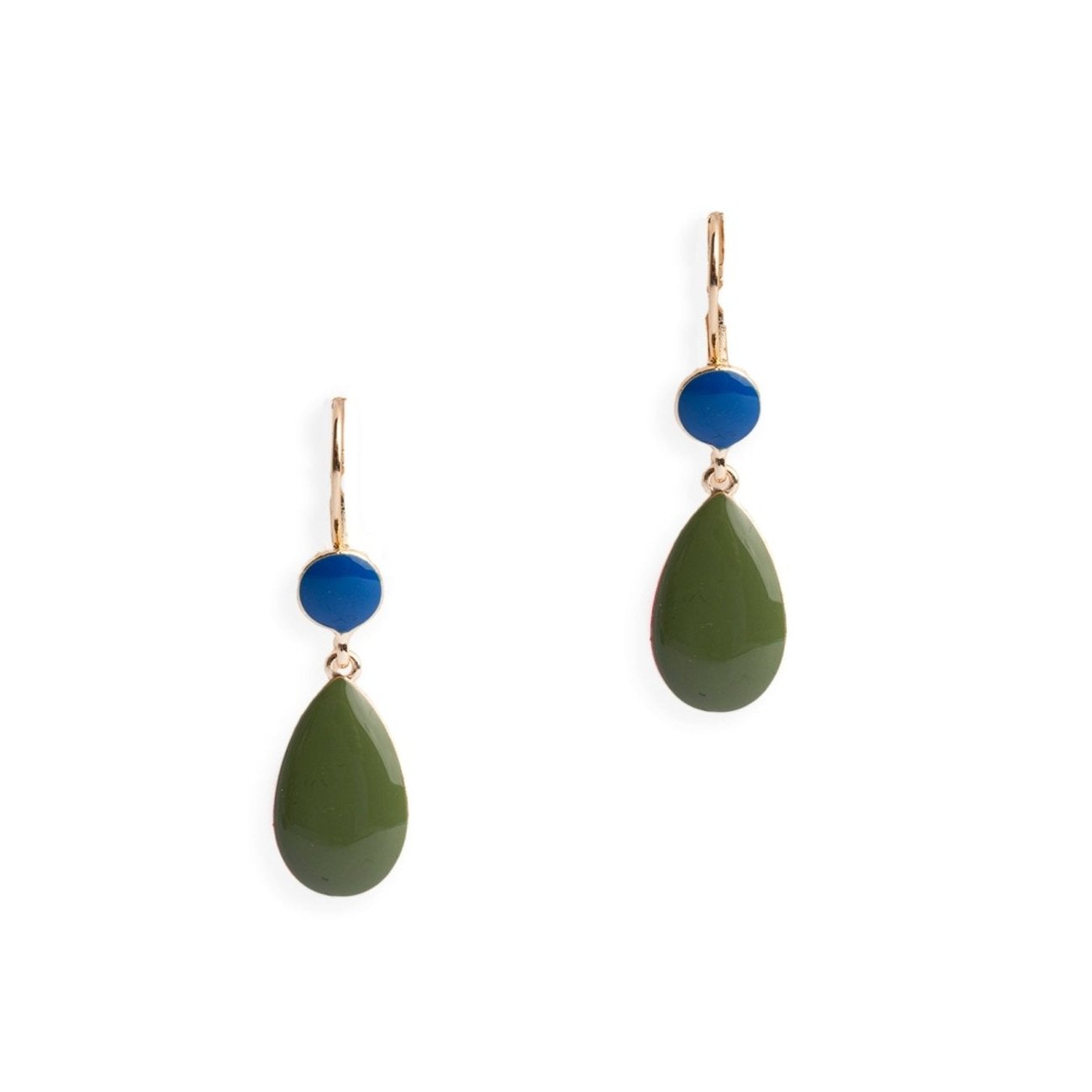 Orecchini pendenti a goccia piccola smaltati blu e verdi - Mya Accessories