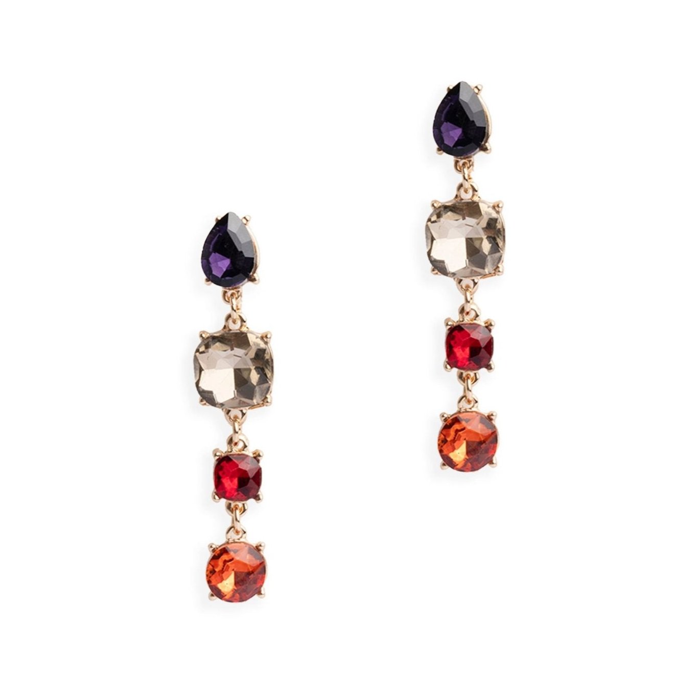 Orecchini pendenti in metallo con quattro pietre in vetro multi topazio - Mya Accessories