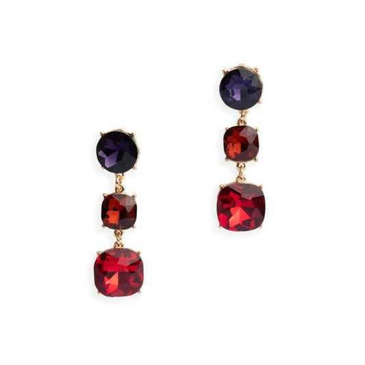 Orecchini pendenti in metallo con tre pietre in vetro multi topazio - Mya Accessories