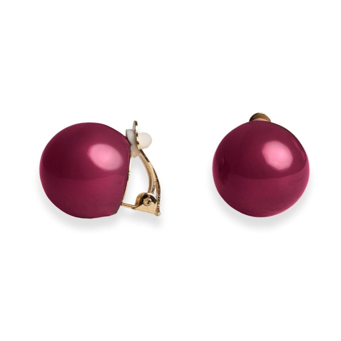 Orecchini con sfera in acrilico fucsia a clip - Mya Accessories