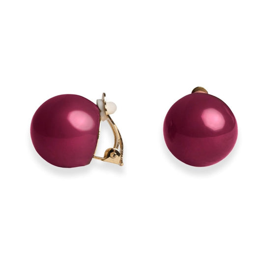 Orecchini con sfera in acrilico fucsia a clip - Mya Accessories