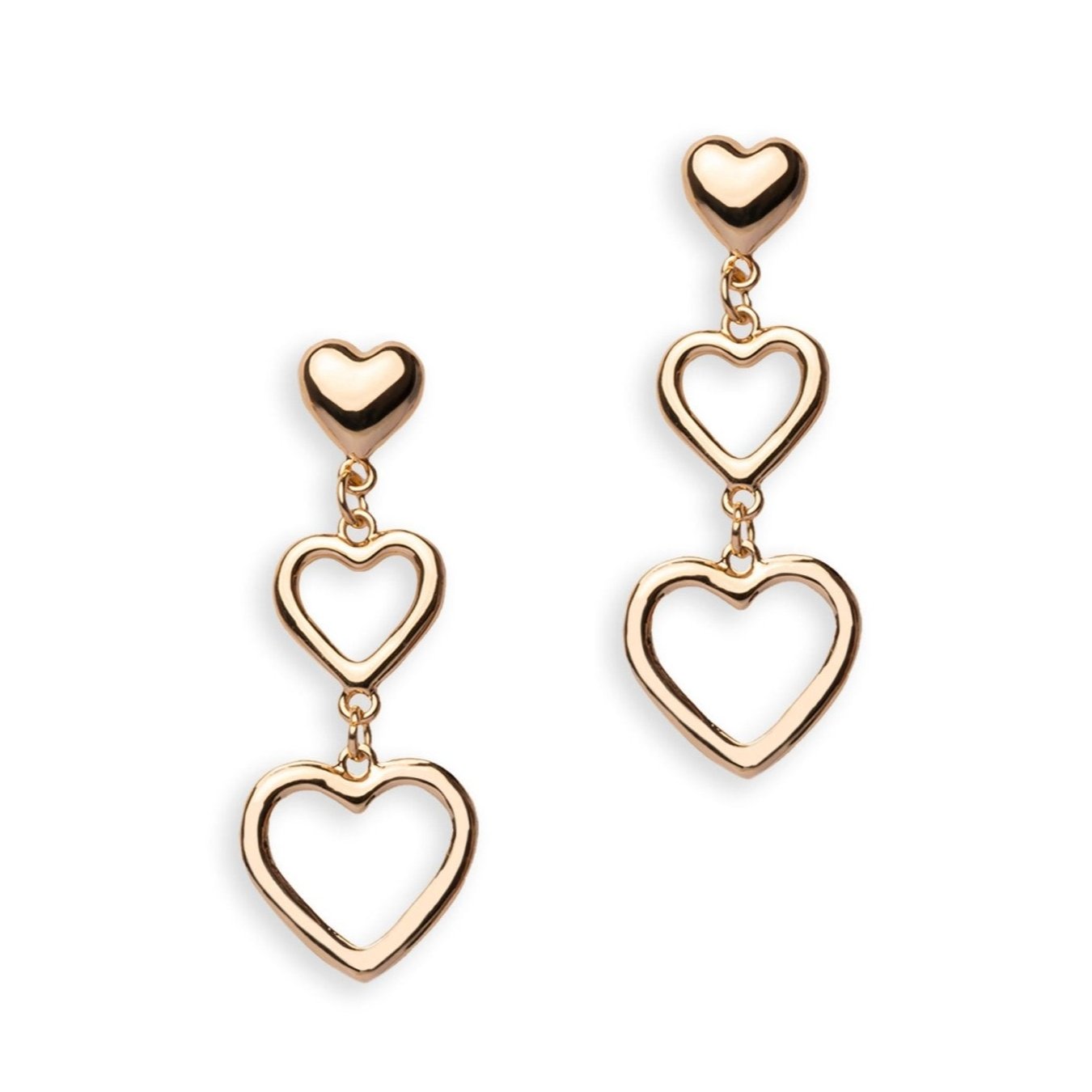 Orecchini pendenti in metallo doppio cuore - Mya Accessories