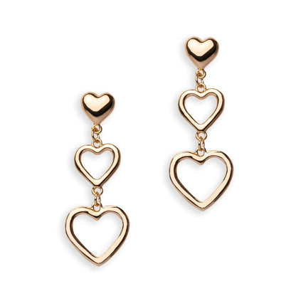 Orecchini pendenti in metallo doppio cuore - Mya Accessories