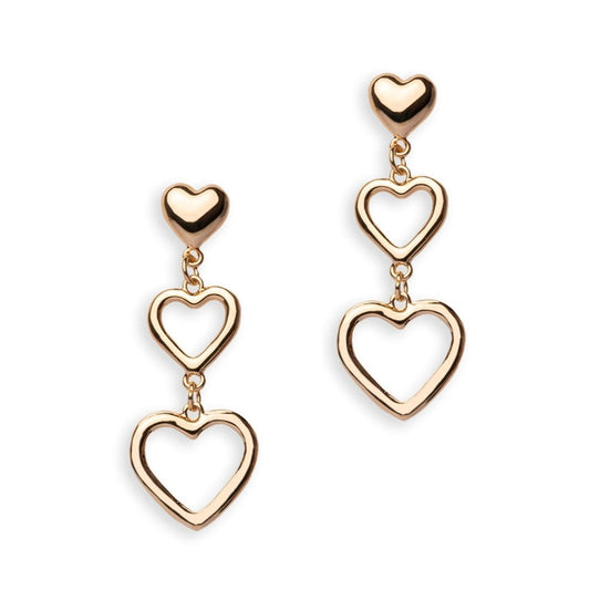 Orecchini pendenti in metallo doppio cuore - Mya Accessories