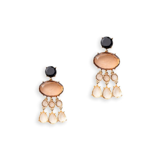 Orecchini pendenti in acrilico trasparente nero e beige - Mya Accessories