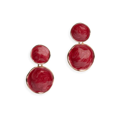 Orecchini pendenti doppio cerchio marmorizzato rossi - Mya Accessories