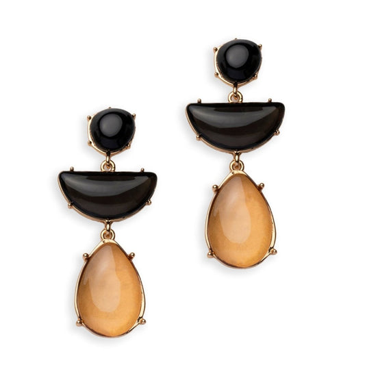 Orecchini pendenti in acrilico trasparente nero e beige - Mya Accessories