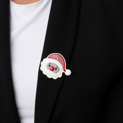 Spilla in acrilico a forma di faccia di babbo natale - Mya Accessories