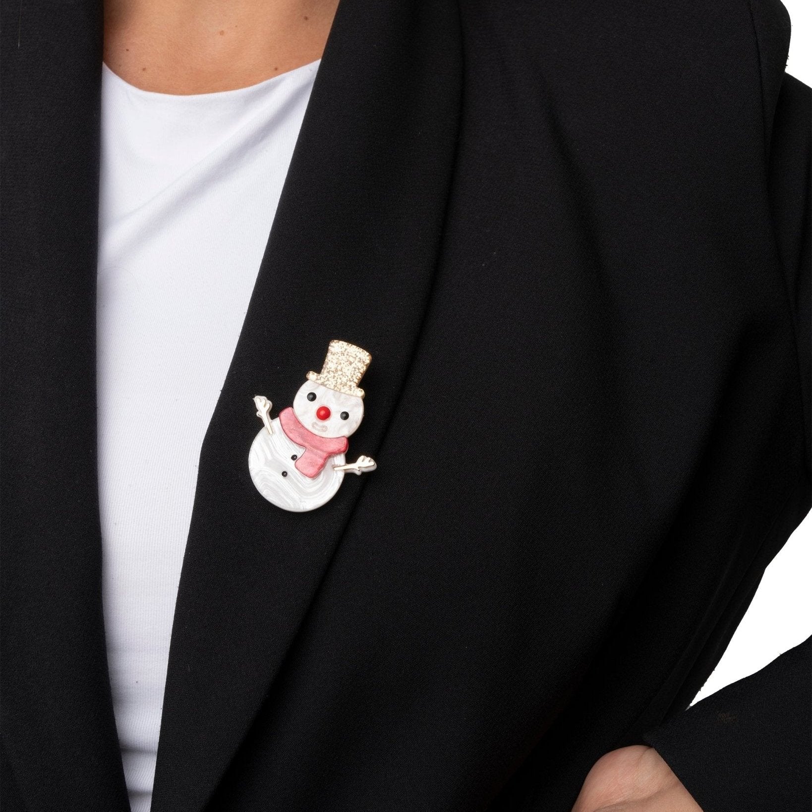Spilla in acrilico a forma di pupazzo di neve di natale - Mya Accessories