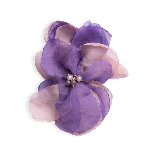 Spilla a forma di fiore in tessuto viola e lilla - Mya Accessories