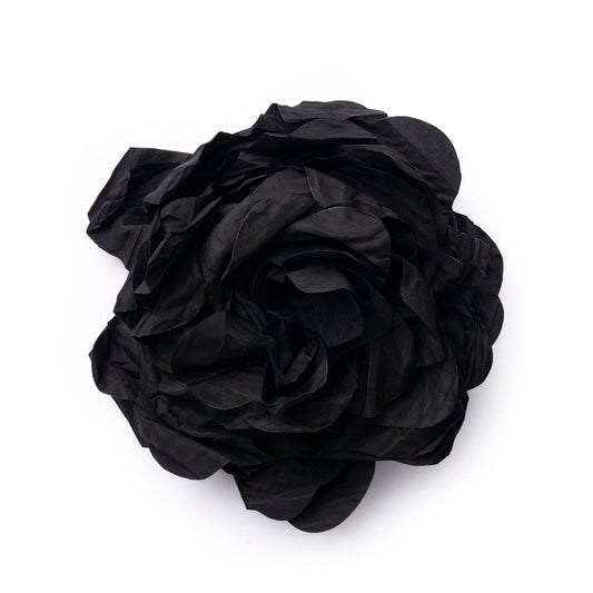Spilla a forma di fiore in tessuto nera - Mya Accessories