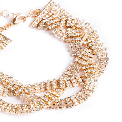 Bracciale in metallo design a treccia con strass crystal - Mya Accessories