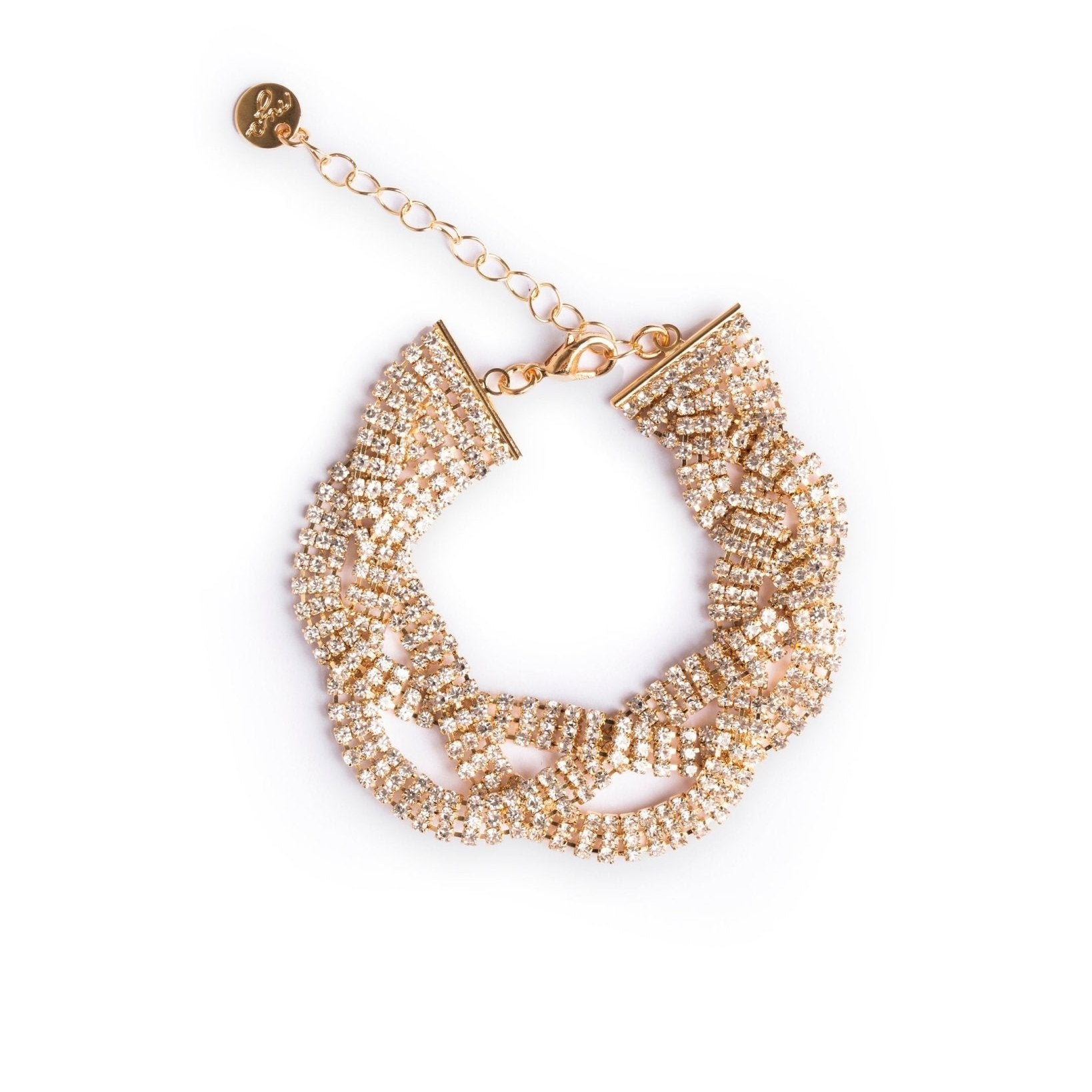 Bracciale in metallo design a treccia con strass crystal - Mya Accessories