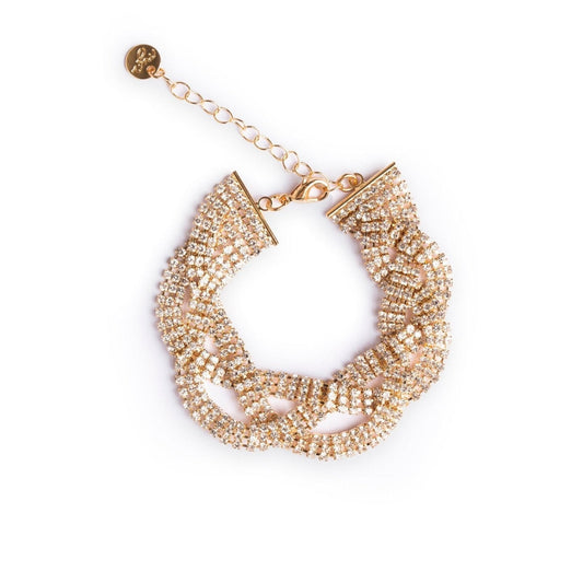 Bracciale in metallo design a treccia con strass crystal - Mya Accessories