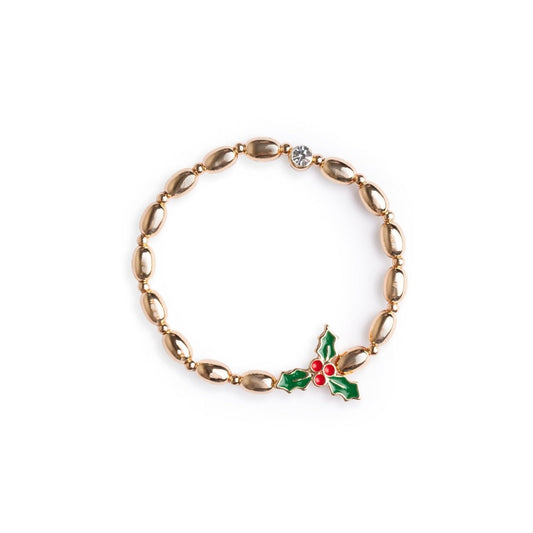 Bracciale elastico in metallo con agrifoglio di natale - Mya Accessories