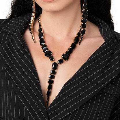 Collana girocollo con pietre in vetro nero irregolari - Mya Accessories