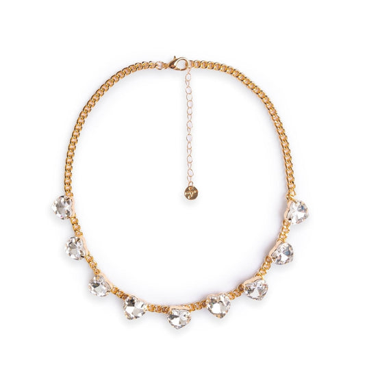 Collana girocollo a catena con pietre a forma di cuore in vetro crystal - Mya Accessories