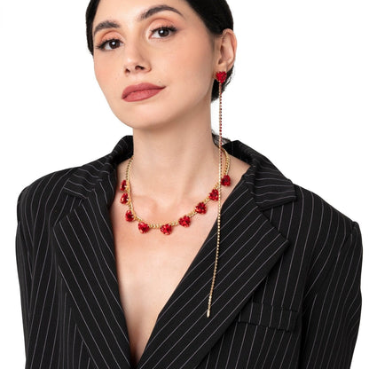Collana girocollo a catena con pietre a forma di cuore in vetro rosso - Mya Accessories